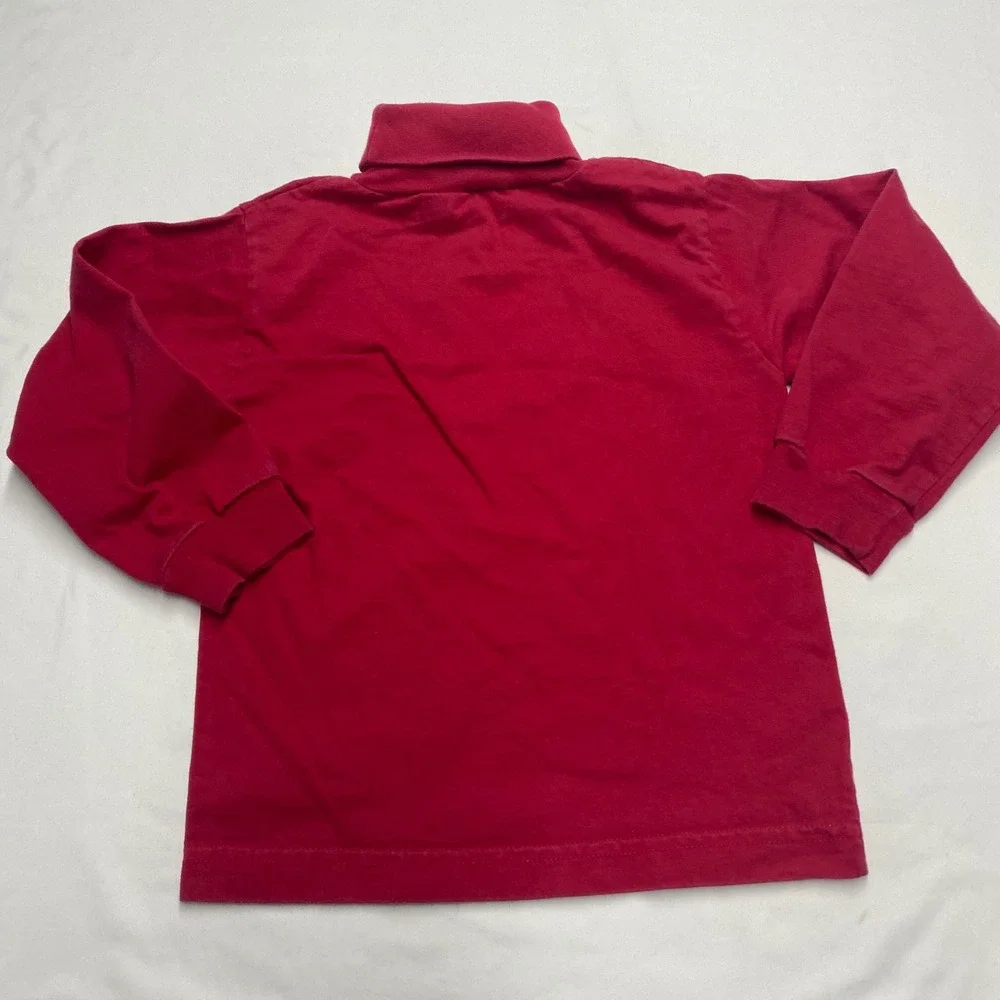 Vintage Mc Kids Red Long Sleeve Turtleneck Top Embroidered Sneaker 4T Cotton